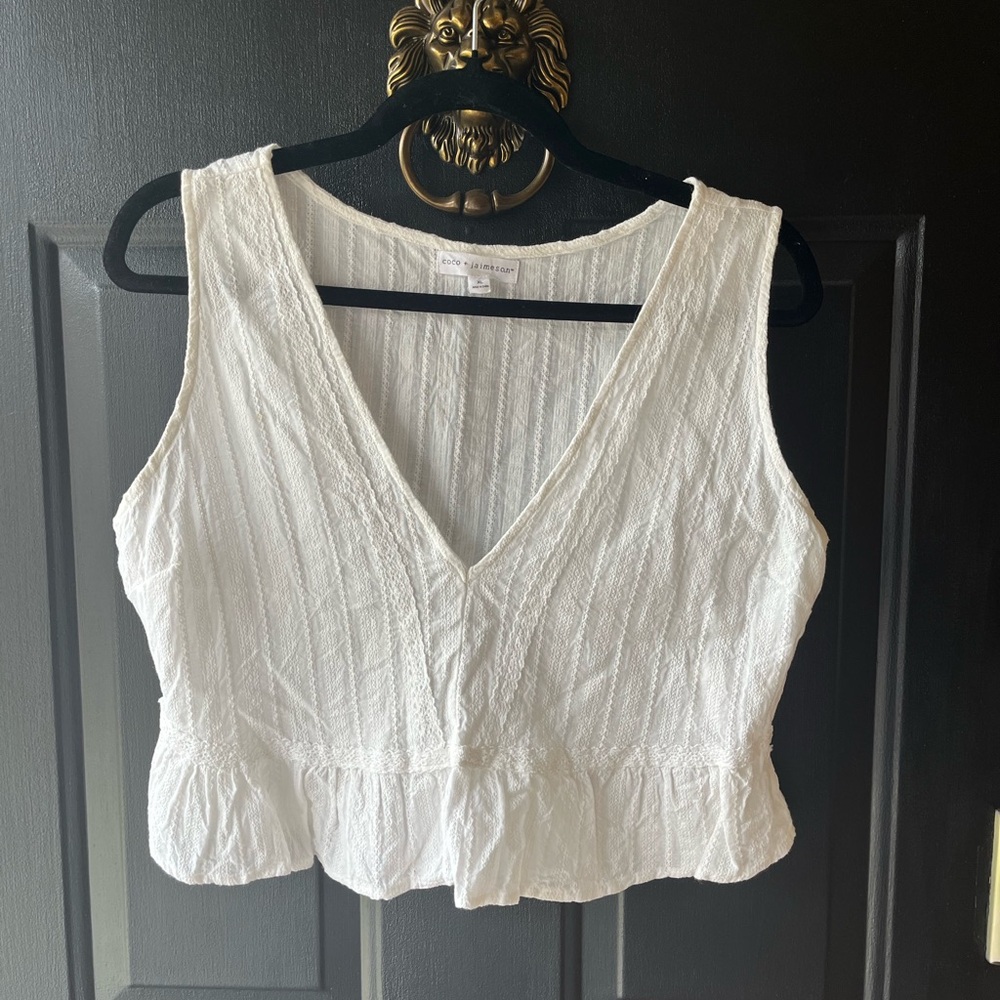 Boho White V-Neck crop top